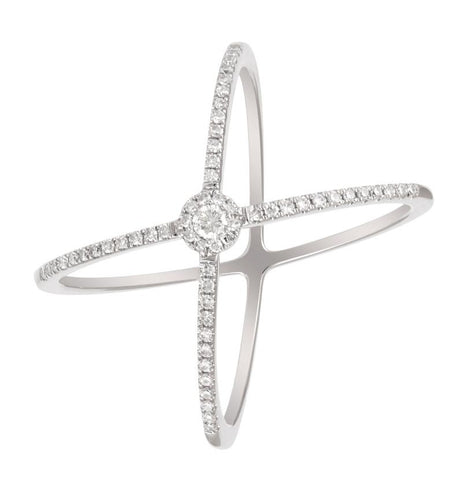 0.21 Ctw Diamond 14k White Gold Round Shape Womens Diamond Ring
