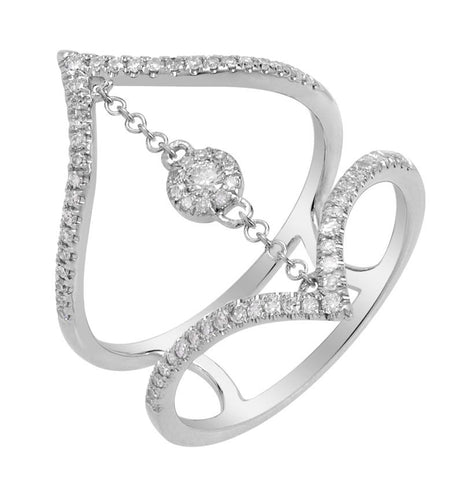 0.26 Ctw Diamond 14k White Gold Round Shape Womens Diamond Ring