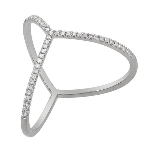 0.13 Ctw Diamond 14k White Gold Round Shape Womens Diamond Ring