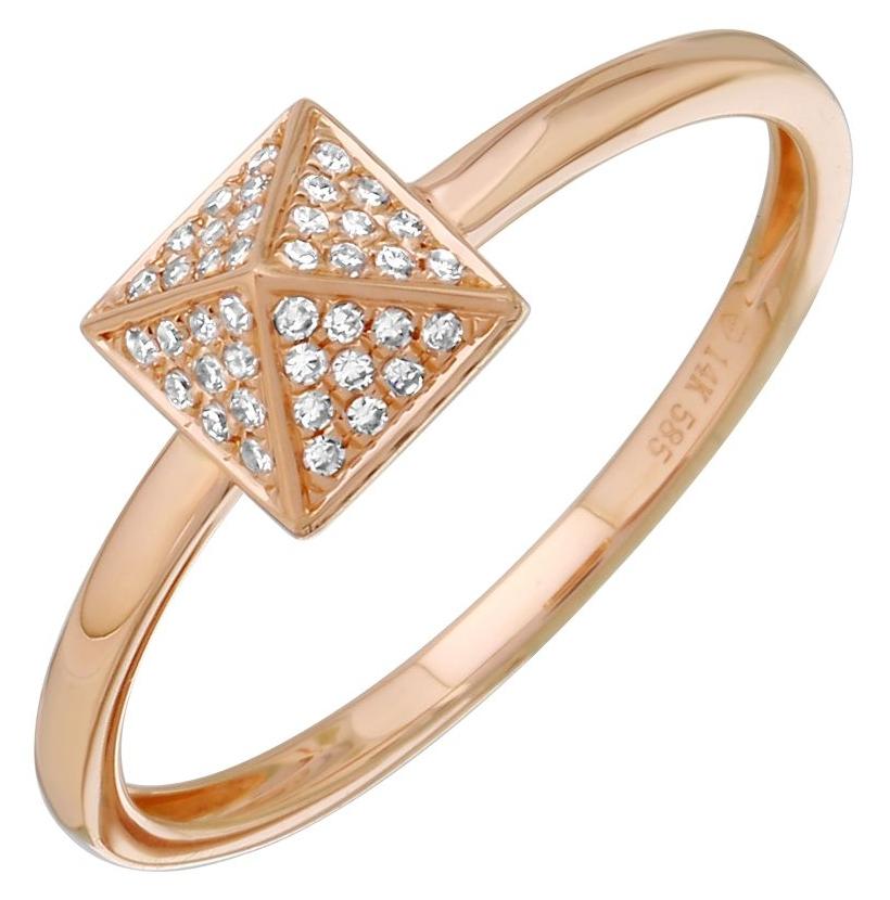 0.09 Ctw Diamond 14k Rose Gold Round Shape Womens Diamond Ring