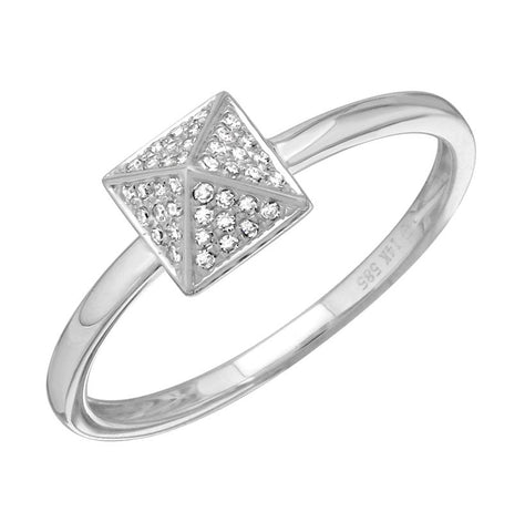 0.09 Ctw Diamond 14k White Gold Round Shape Womens Diamond Ring