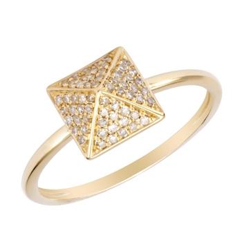 0.09 Ctw Diamond 14k Yellow Gold Round Shape Womens Diamond Ring