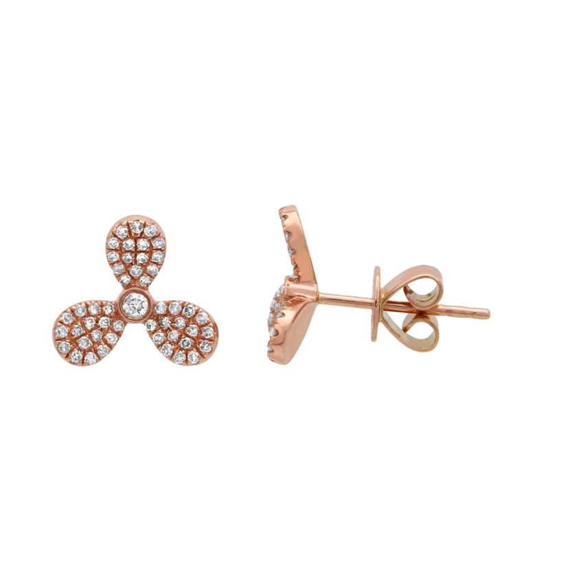 0.04 Ctw Diamond 14k Rose Gold Round Shape Womens Diamond Earrings