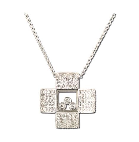 0.51 Ctw Diamond 14k White Gold Round Shape Womens Diamond Necklace Pendant With 16 Inch Chain