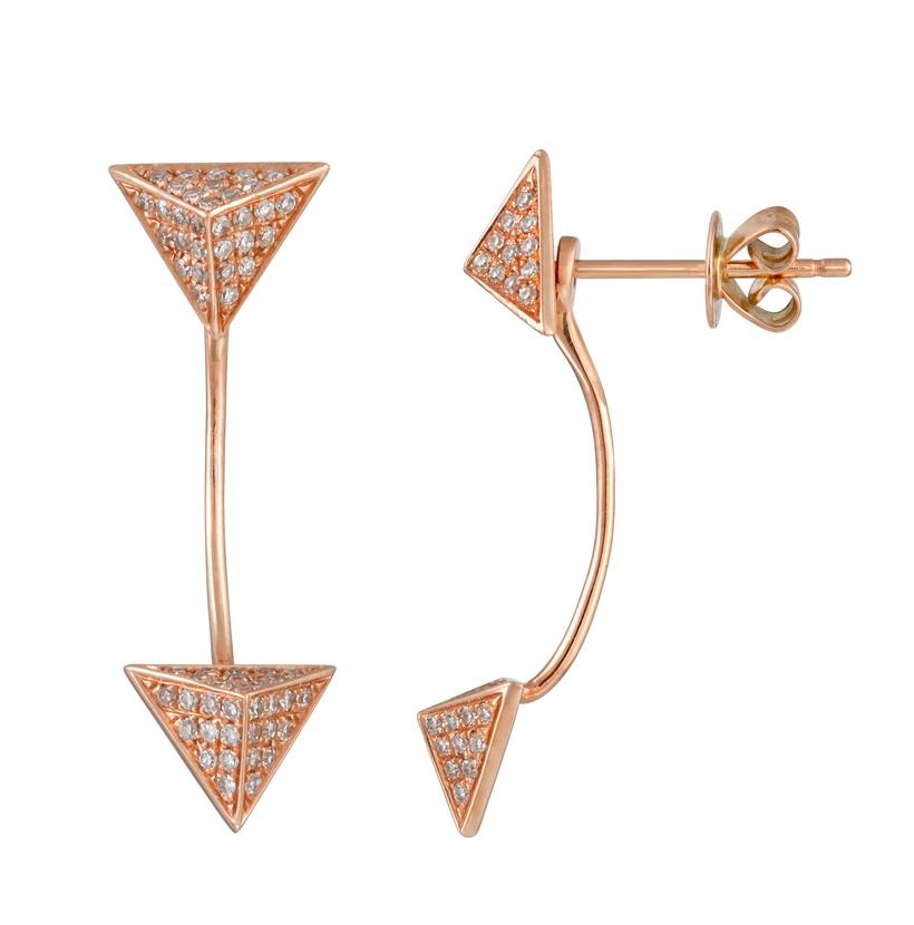 0.29 Ctw Diamond 14k Rose Gold Round Shape Womens Diamond Earrings