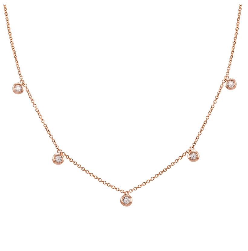 0.25 Ctw Diamond 14k Rose Gold Round Shape Womens Diamond Necklace