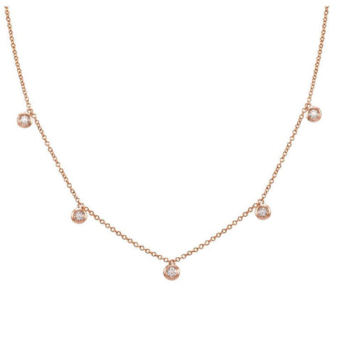 0.25 Ctw Diamond 14k Rose Gold Round Shape Womens Diamond Necklace