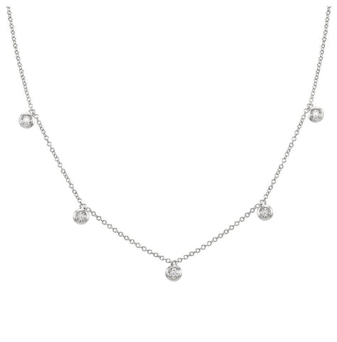 0.25 Ctw Diamond 14k White Gold Round Shape Womens Diamond Necklace