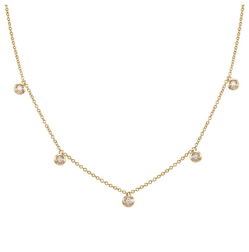 0.26 Ctw Diamond 14k Yellow Gold Round Shape Womens Diamond Necklace