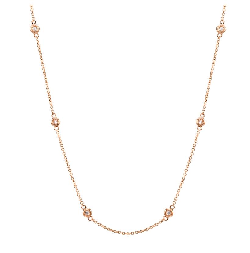 0.19 Ctw Diamond 14k Rose Gold Round Shape Womens Diamond Necklace