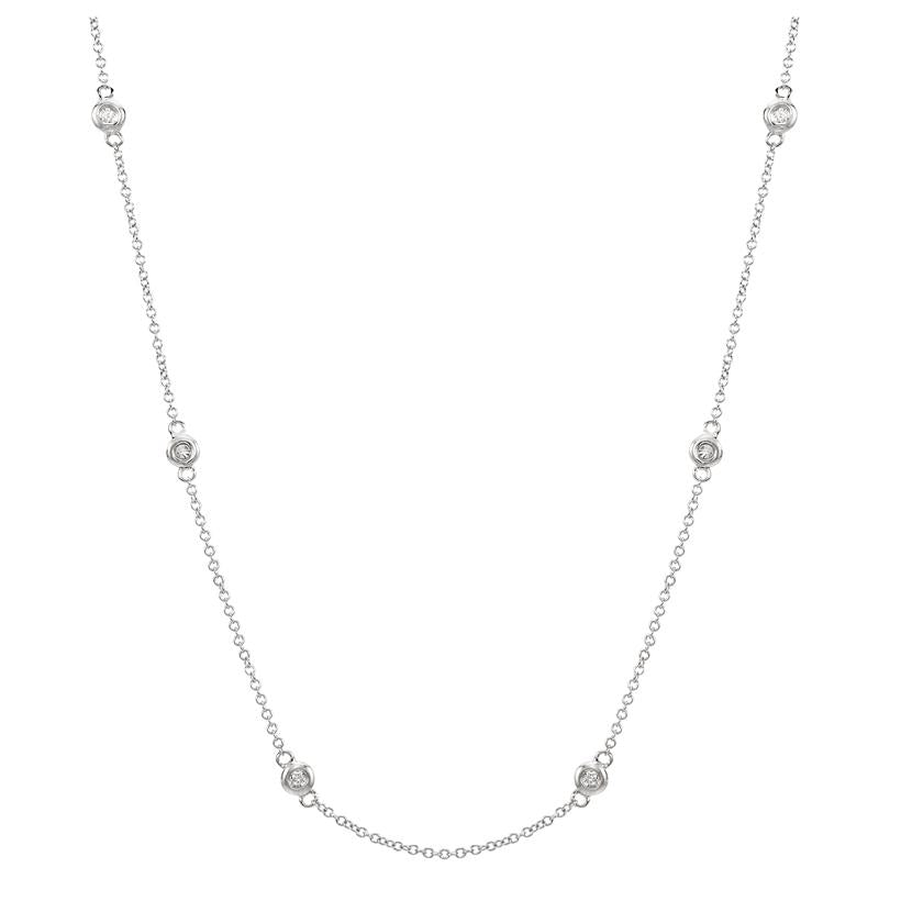 0.17 Ctw Diamond 14k White Gold Round Shape Womens Diamond Necklace