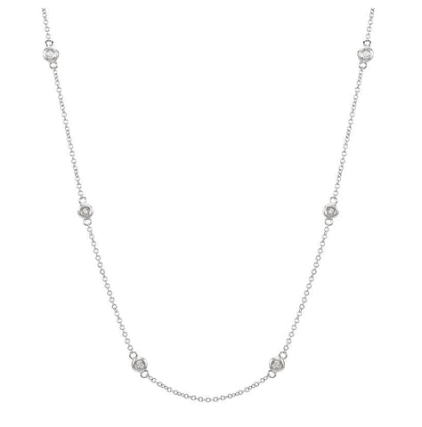 0.17 Ctw Diamond 14k White Gold Round Shape Womens Diamond Necklace