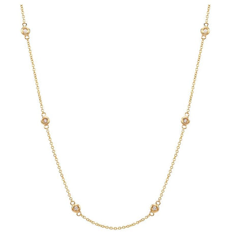 0.18 Ctw Diamond 14k Yellow Gold Round Shape Womens Diamond Necklace