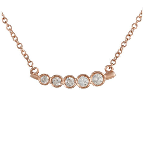 0.15 Ctw Diamond 14k Rose Gold Round Shape Womens Diamond Necklace