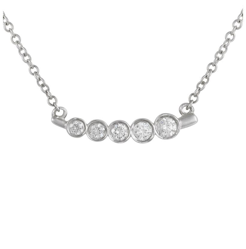 0.17 Ctw Diamond 14k White Gold Round Shape Womens Diamond Necklace