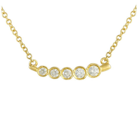 0.16 Ctw Diamond 14k Yellow Gold Round Shape Womens Diamond Necklace