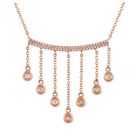 0.28 Ctw Diamond 14k Rose Gold Round Shape Womens Diamond Necklace