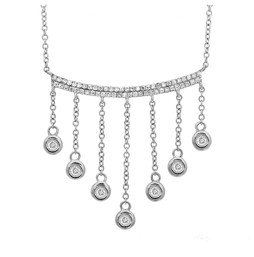 0.28 Ctw Diamond 14k White Gold Round Shape Womens Diamond Necklace