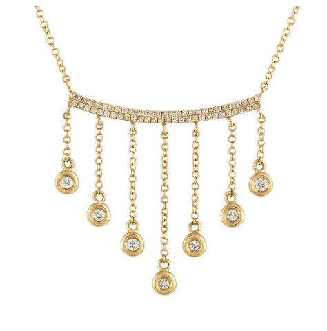 0.28 Ctw Diamond 14k Yellow Gold Round Shape Womens Diamond Necklace