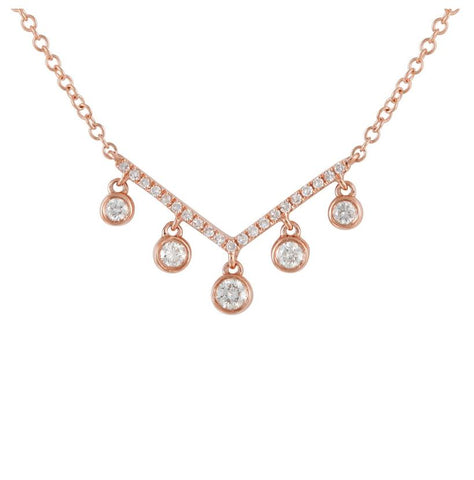 0.2 Ctw Diamond 14k Rose Gold Round Shape Womens Diamond Necklace