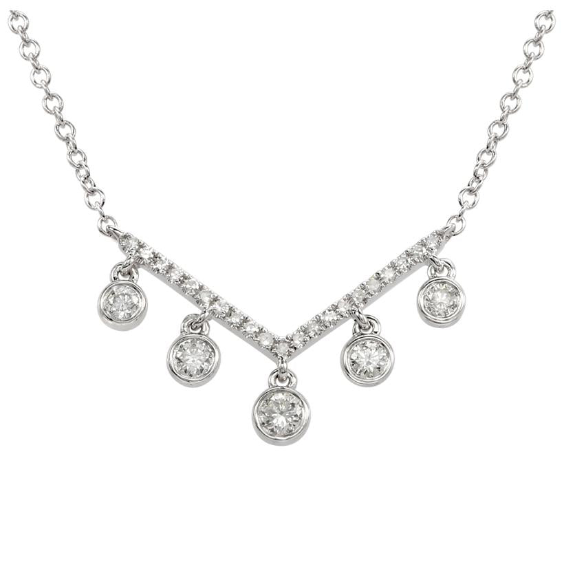 0.21 Ctw Diamond 14k White Gold Round Shape Womens Diamond Necklace