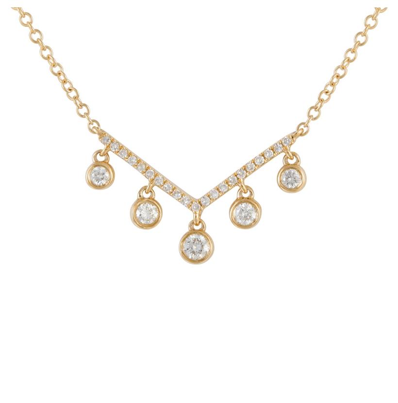 0.21 Ctw Diamond 14k Yellow Gold Round Shape Womens Diamond Necklace