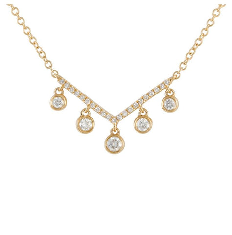 0.21 Ctw Diamond 14k Yellow Gold Round Shape Womens Diamond Necklace