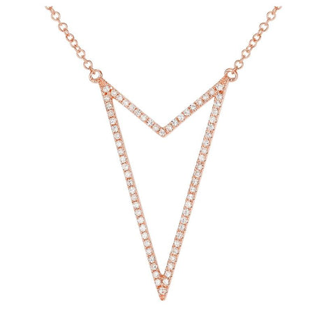 0.23 Ctw Diamond 14k Rose Gold Round Shape Womens Diamond Necklace