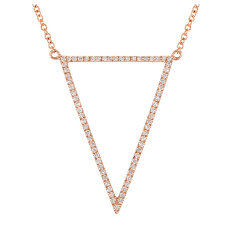 0.22 Ctw Diamond 14k Rose Gold Round Shape Womens Diamond Necklace