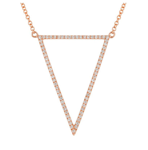 0.22 Ctw Diamond 14k Rose Gold Round Shape Womens Diamond Necklace