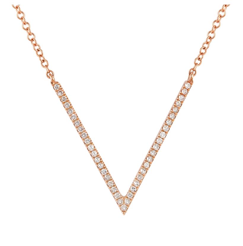 0.11 Ctw Diamond 14k Rose Gold Round Shape Womens Diamond Necklace