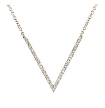 0.11 Ctw Diamond 14k White Gold Round Shape Womens Diamond Necklace