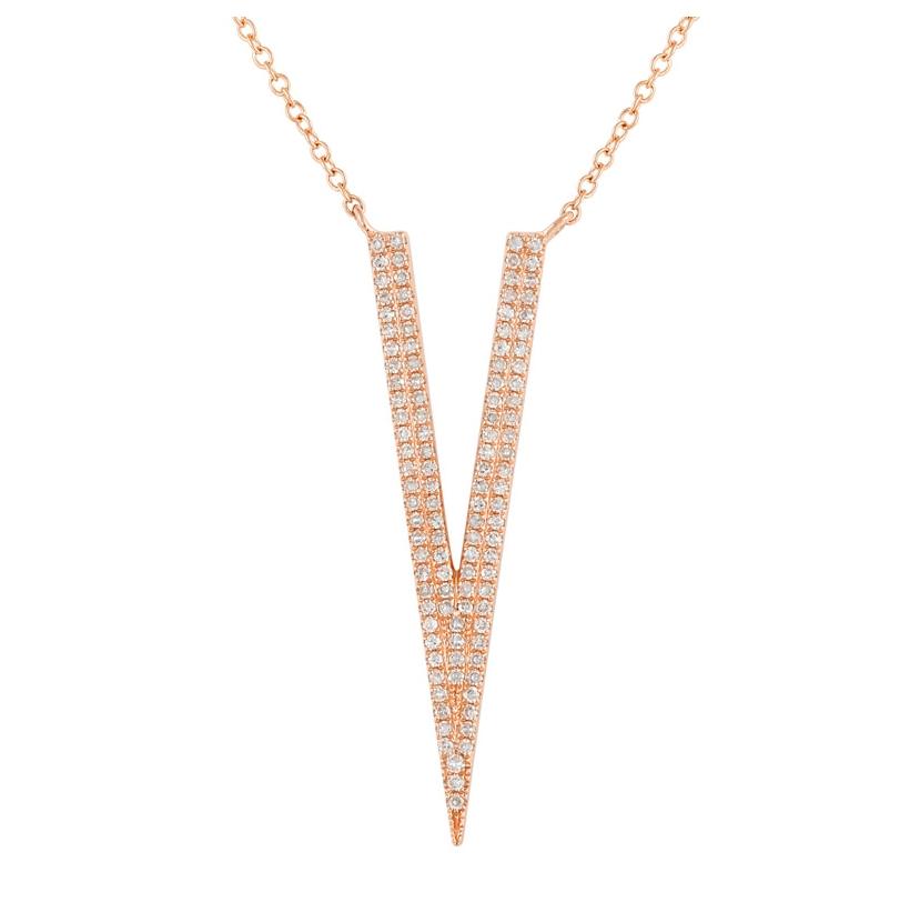 0.3 Ctw Diamond 14k Rose Gold Round Shape Womens Diamond Necklace