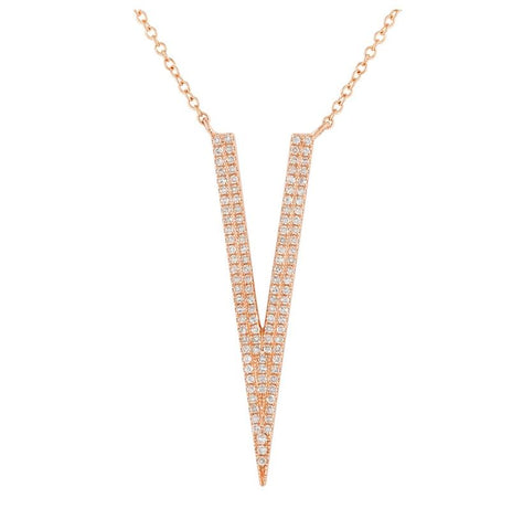 0.3 Ctw Diamond 14k Rose Gold Round Shape Womens Diamond Necklace