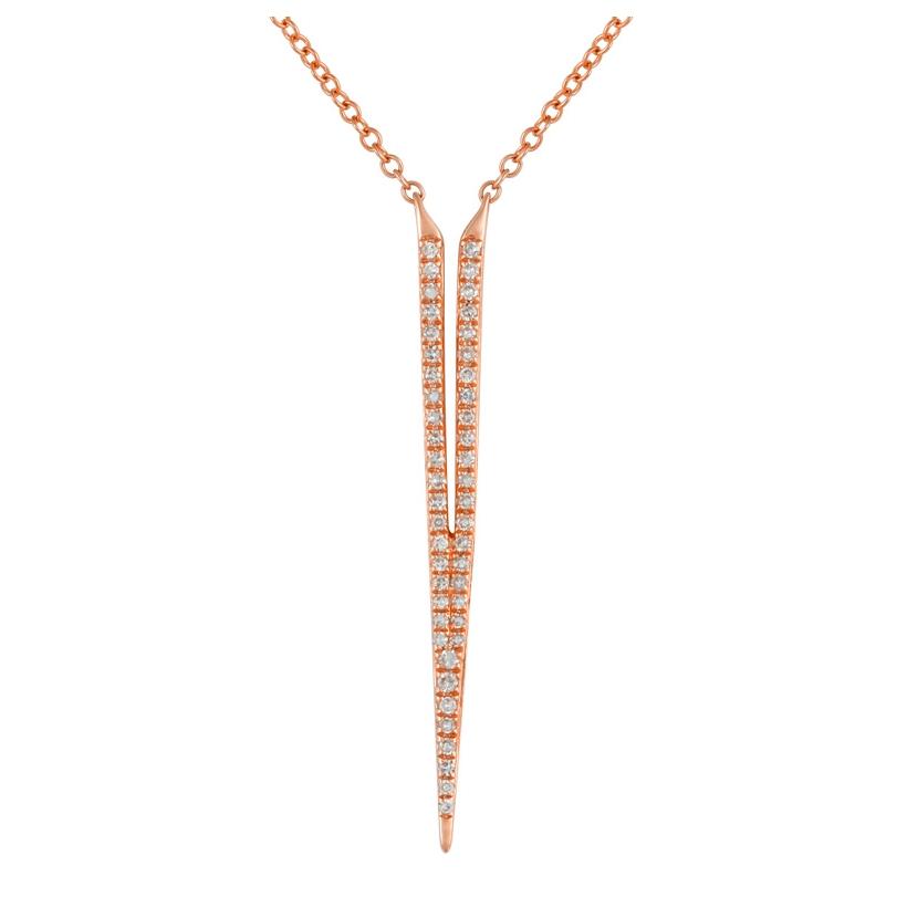 0.13 Ctw Diamond 14k Rose Gold Round Shape Womens Diamond Necklace