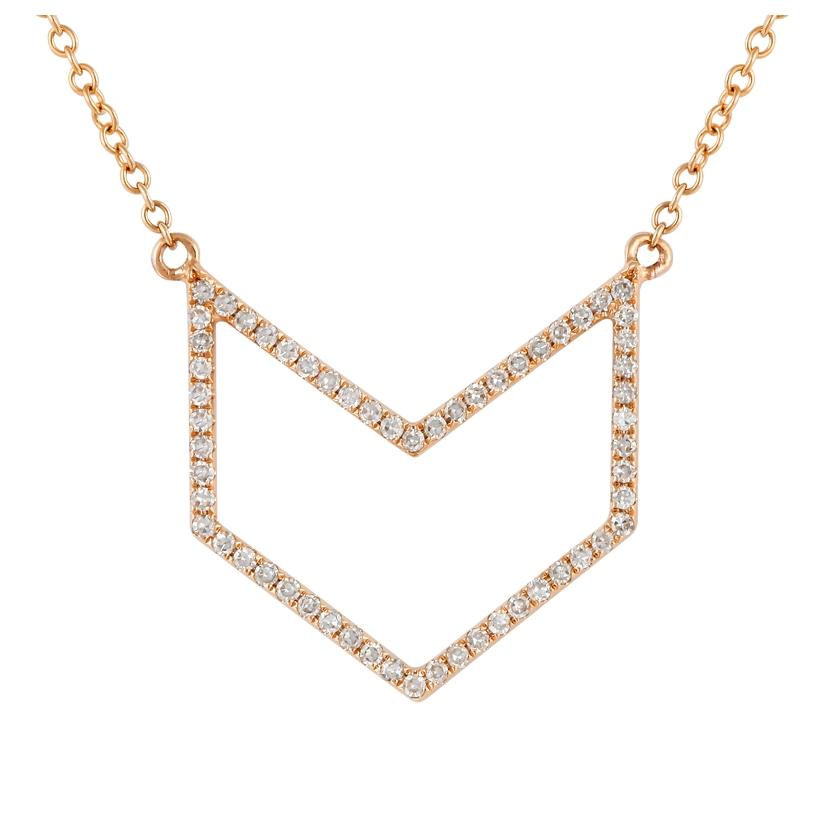 0.2 Ctw Diamond 14k Rose Gold Round Shape Womens Diamond Necklace