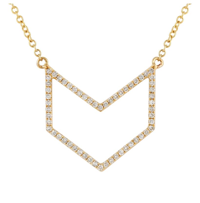 0.18 Ctw Diamond 14k Yellow Gold Round Shape Womens Diamond Necklace