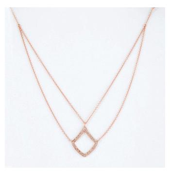 0.26 Ctw Diamond 14k Rose Gold Round Shape Womens Diamond Necklace