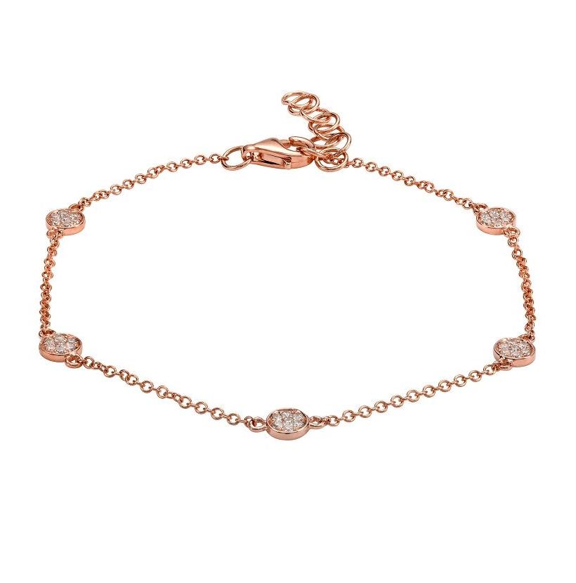 0.18 Ctw Diamond 14k Rose Gold Round Shape Womens Diamond Bracelet