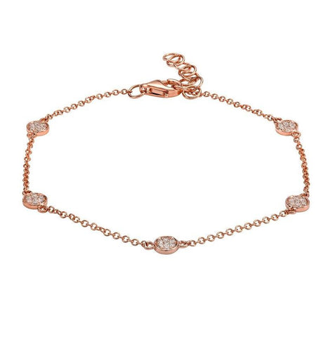 0.18 Ctw Diamond 14k Rose Gold Round Shape Womens Diamond Bracelet