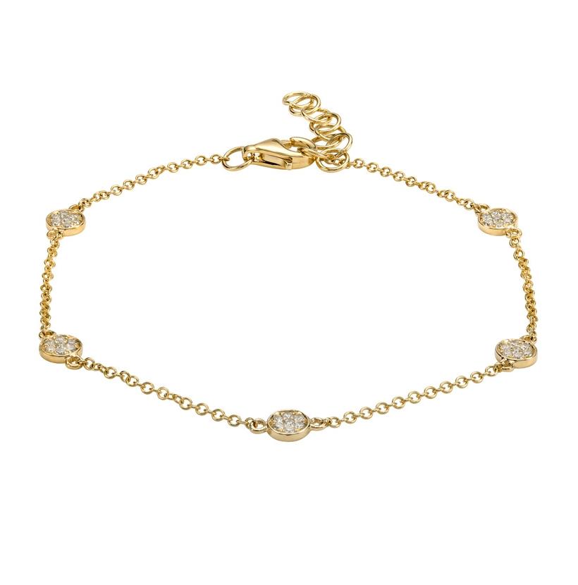 0.18 Ctw Diamond 14k Yellow Gold Round Shape Womens Diamond Bracelet