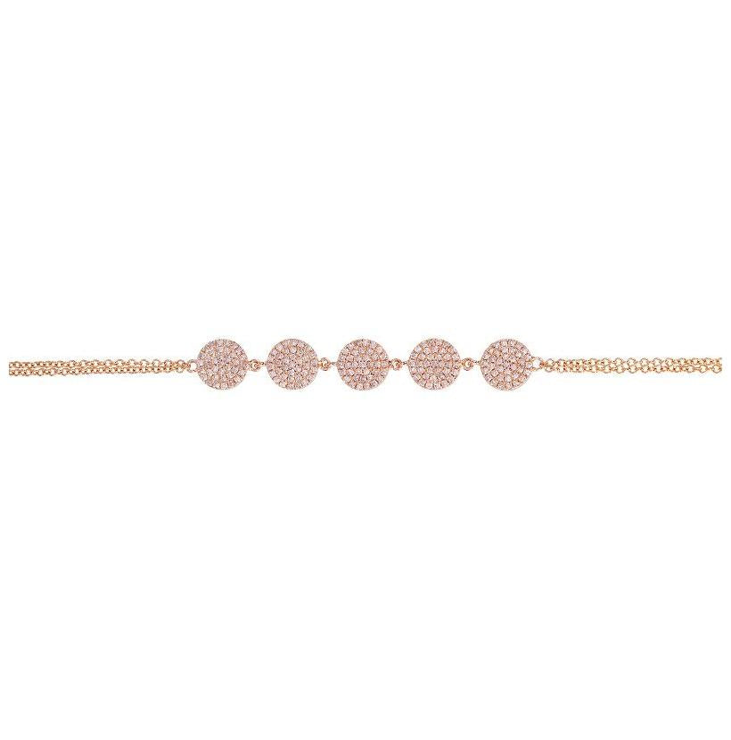 0.48 Ctw Diamond 14k Rose Gold Round Shape Womens Diamond Bracelet