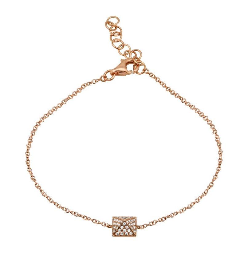 0.09 Ctw Diamond 14k Rose Gold Round Shape Womens Diamond Bracelet