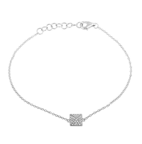 0.09 Ctw Diamond 14k White Gold Round Shape Womens Diamond Bracelet