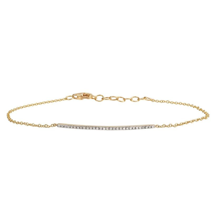 0.08 Ctw Diamond 14k Yellow Gold Round Shape Womens Diamond Bracelet