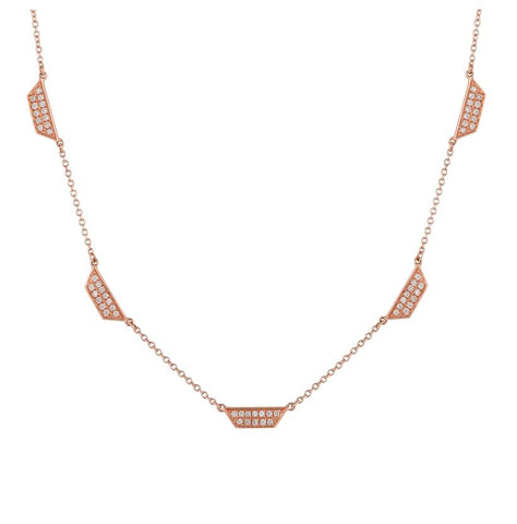 0.32 Ctw Diamond 14k Rose Gold Round Shape Womens Diamond Necklace