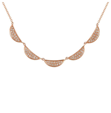 0.32 Ctw Diamond 14k Rose Gold Round Shape Womens Diamond Necklace