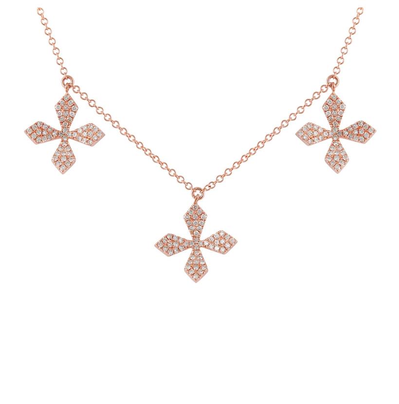 0.39 Ctw Diamond 14k Rose Gold Round Shape Womens Diamond Necklace