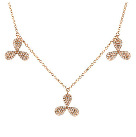 0.39 Ctw Diamond 14k Rose Gold Round Shape Womens Diamond Necklace