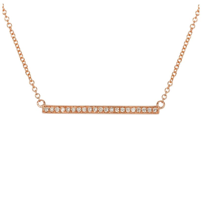 0.11 Ctw Diamond 14k Rose Gold Round Shape Womens Diamond Necklace